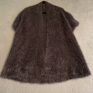 Do Everything in Love Womens One Size Open Front Soft Furry Cardigan Dark Gray